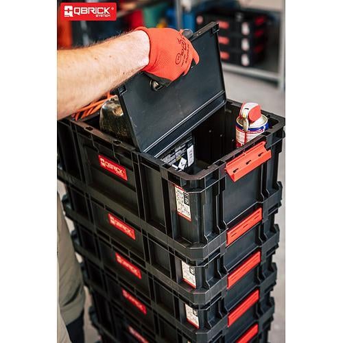 PROREGAL QBRICK Werkzeugkasten Two HxBxT 29,5 x 53 x 19,5 cm 52 Liter Traglast Bis Zu 120 kg Mit Deck & Frontgriff Mit Klemmverschlüsse Schwarz