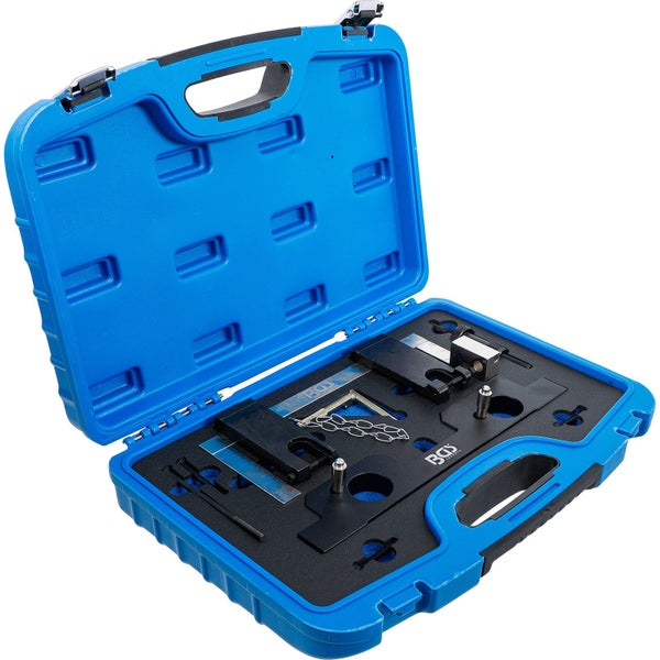 Motor-Einstellwerkzeugsatz in blauem Koffer geöffnet