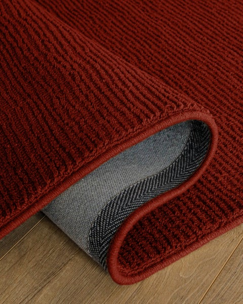 WECONhome Castello ONE, maschinengewebt, 100% Schurwolle, Wollteppich, Kurzflorteppich, zeitloses Design, pflegeleicht, OEKO-TEX® zertifiziert (200 x 300 cm, purpur rot)