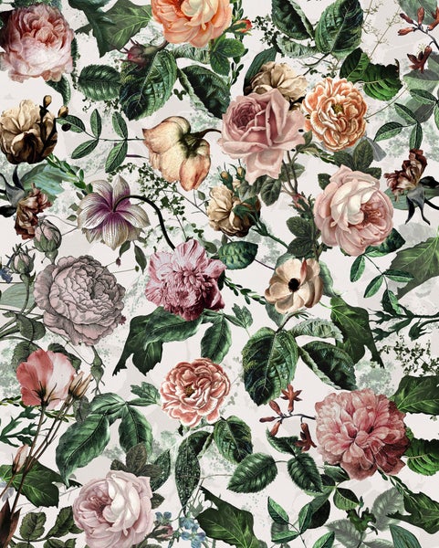 Blumenmuster mit Rosen und Blättern