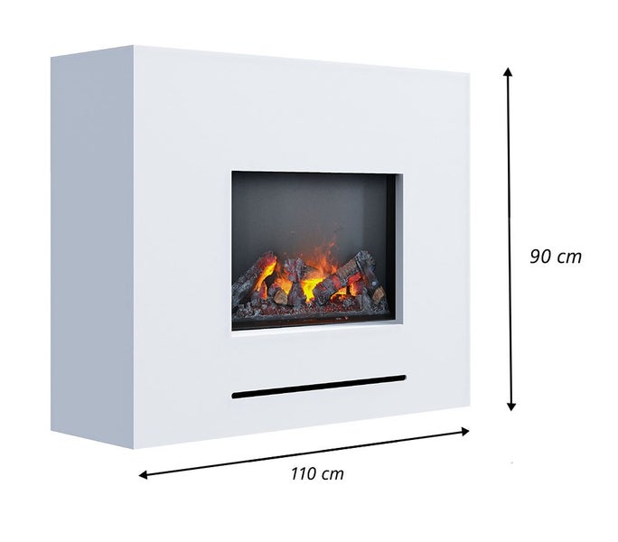 GLOW FIRE Elektrokamin 'Lessing' | Wasserdampf Kamin mit Heizung in weiß als Standkamin | HxBxT: 90x110x35 cm