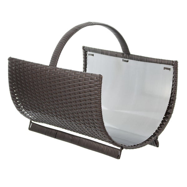 Kaminholzkorb aus Rattan mit Griff