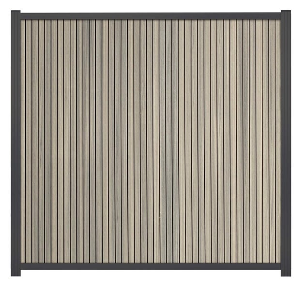 GartenLand WPC Zaun Shadowline Vertikal ca. 175 x 180 cm Sichtschutz Steckzaun Amethystgrau Aluminium Anthrazit Ohne Pfosten