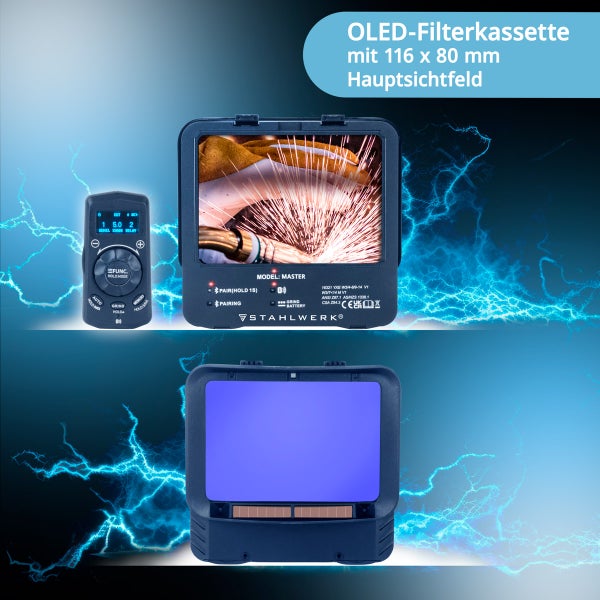 STAHLWERK OLED Filterkassette mit Bedienfeld und Schweißszene