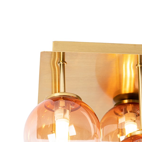 Deckenleuchte mit bernsteinfarbenen Glasschirmen