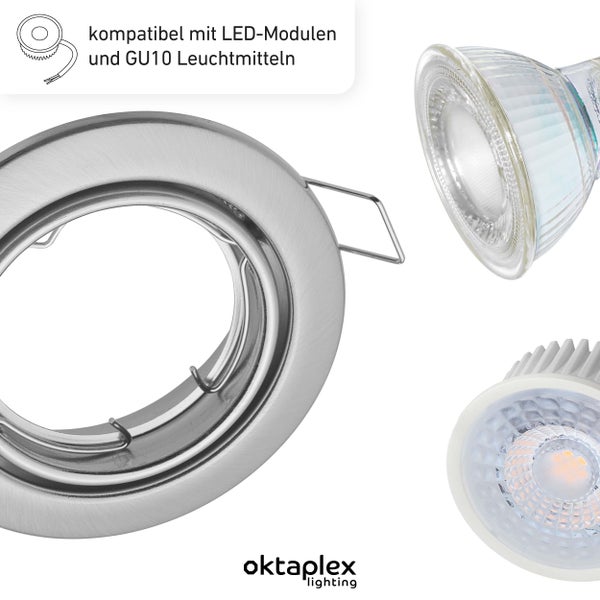 Spot schwenkbar Dijon LED Modul 4,8W 230V 2700K 380lm Warmweiß Deckenspots Edelstahl gebürstet 68mm