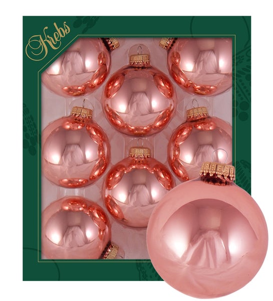 Rosa glänzend 7cm Glaskugeln uni, 8 Stck., Weihnachtsbaumkugeln, Christbaumschmuck, Weihnachtsbaumanhänger