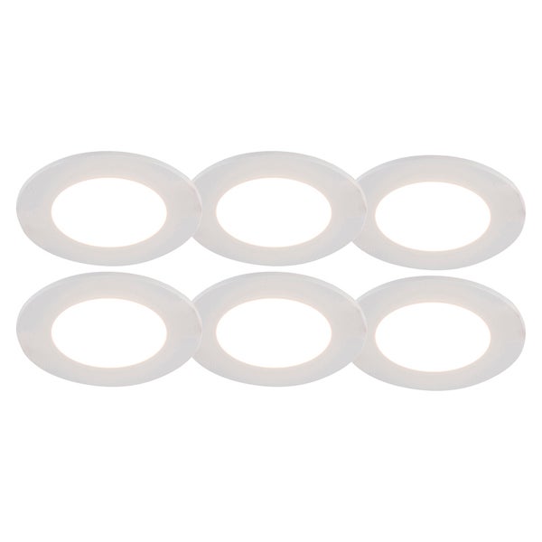 Sechser-Set runde LED-Einbaustrahler in Weiß.