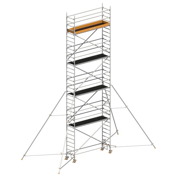 Rollgerüst mit mehreren Plattformen und Stützbeinen