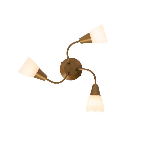 Deckenleuchte mit drei Leuchtenarmen und Lampenschirmen