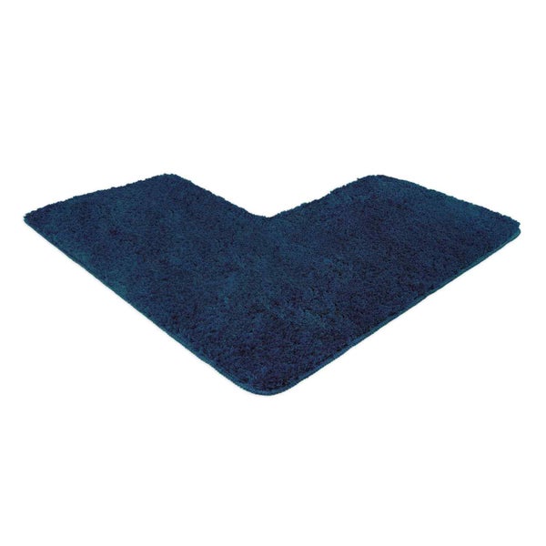 Blauer Badteppich in V-Form