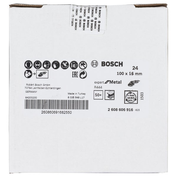 Bosch 50x Fiberschleifscheibe Expert for Metal Korund 100 mm 16 mm 24 - 2608606916