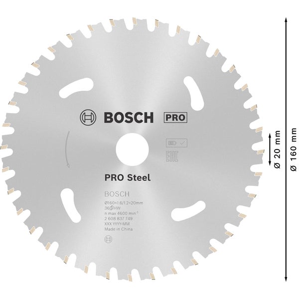Bosch Pro Steel Kreissägeblatt, Durchmesser 160 Millimeter