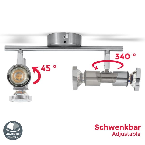 Deckenstrahler - 9,6W, 800lm, LED, schwenkbar, IP44, warmweiß, matt-nickel