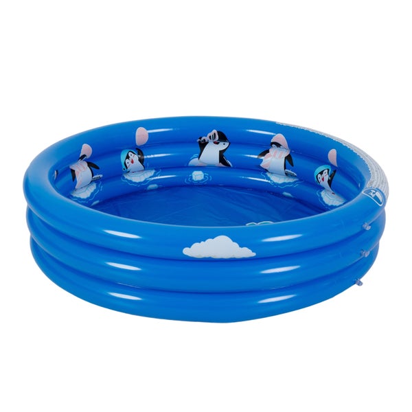 Rundes aufblasbares Kinderplanschbecken mit drei Ringen und Pinguin Motiv