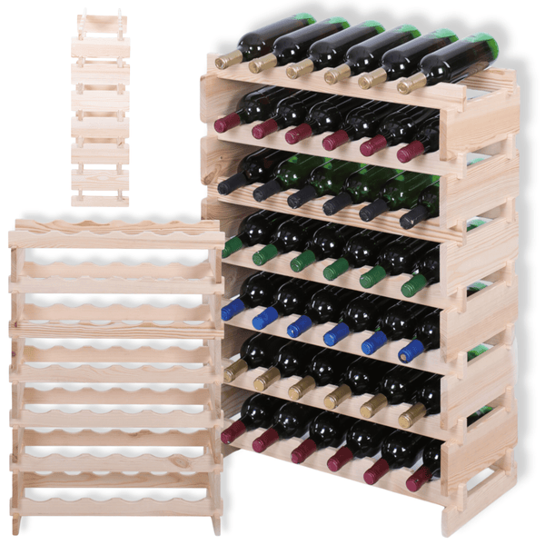 Weinregal VINOTECA FLEX PRO HxBxT 93x65x28cm 42 Flaschen auf 7 Ebenen Massives Kiefernholz Grau
