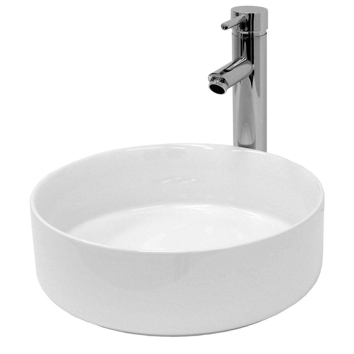 ECD Germany Design Waschbecken Waschtisch Ø 355 x 120 mm aus Keramik Rund Weiß - Aufsatzbecken Aufsatzwaschbecken Handwaschbecken Aufsatzwaschtisch Spülbecken Wasserfall Waschschale Waschschlüssel