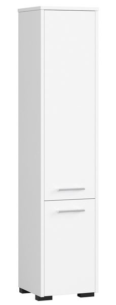 Weißer Badezimmerschrank mit zwei Schubladen und Griffen