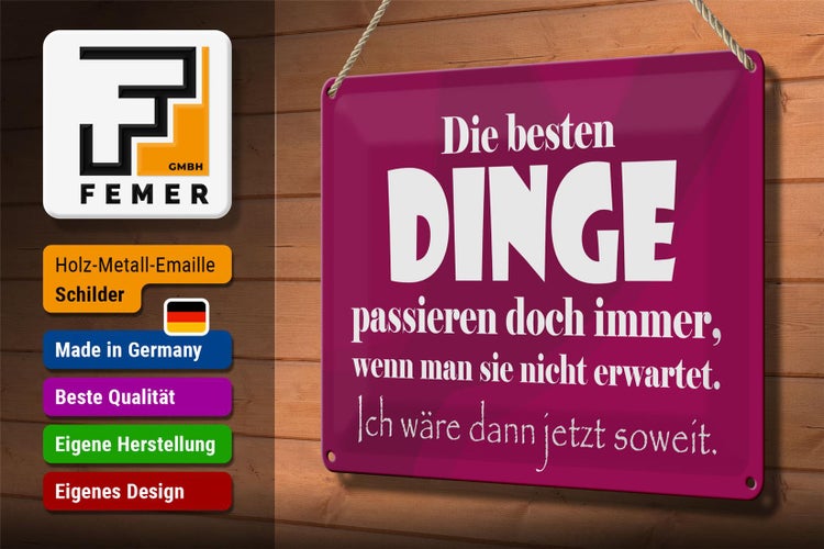 Blechschild Spruch 30x20cm Die besten Dinge