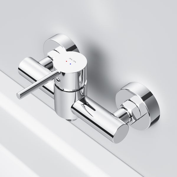 Moderne AM.PM Einhebel-Brausearmatur aus verchromtem Metall in zylindrischem Design für die Wandmontage.