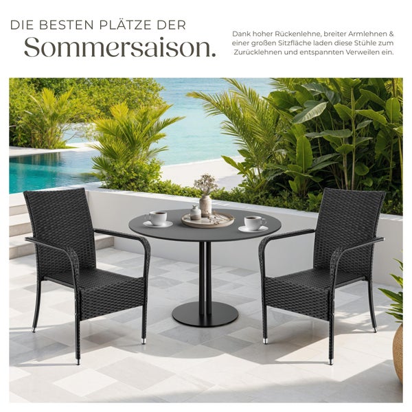 Rattanstuhl tectake Girona 58 x 67 x 90 cm, Belastbarkeit 120 kg widerstandsfähig schwarz
