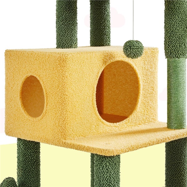 Katzenkratzbaum mit Katzenhaus, Liegeflächen und Spielzeug