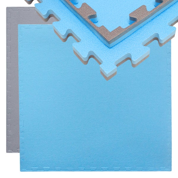 90x90cm Trainingsmatte mit Rand - 20mm Bodenschutz-Matte Grau Blau