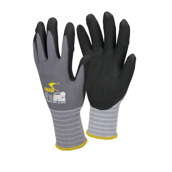 ECD Germany 72 Paar Galilee Arbeitshandschuhe Größe 8-M, Grau-Schwarz, Mikro-Nitrilschaum-Beschichtung, atmungsaktiv, Herren Schutzhandschuhe Montagehandschuhe Mechanikerhandschuhe Gartenhandschuhe
