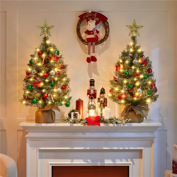Yaheetech 2er-Set 92 cm Mini Künstlicher Weihnachtsbaum , Grün