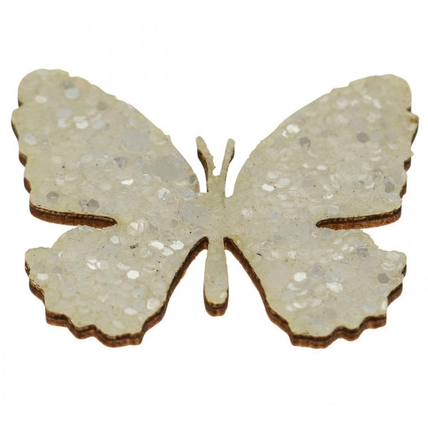 Dekorative Holzfigur Schmetterling mit Glitzer