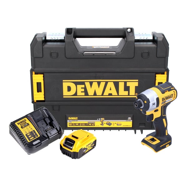 DeWALT Akku Schlagschrauber Set mit Transportkoffer, 18 Volt Lithium Ionen Akku und Ladegerät.