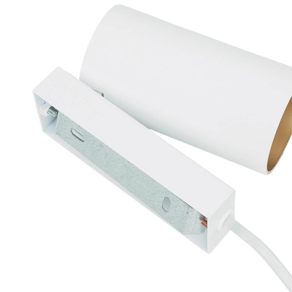 Weiße Aufbaulampe mit Montagehalterung und Kabel