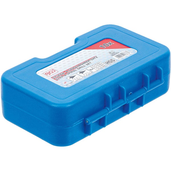 Stufen und Spiralbohrer Satz in einem blauen Gehäuse