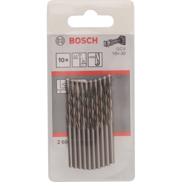 Bosch Logo 10er-Pack 3,2 mm HSS-Bohrer im Blister