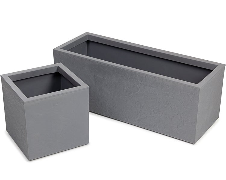 Ondis24 Pflanzkübel Vulkan 57 L + 21 L grau Set, Blumentopf, Pflanzgefäß