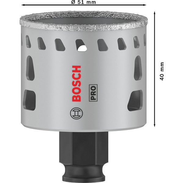 Bosch Diamant-Bohrkrone, Durchmesser 51 Millimeter, Länge 40 Millimeter