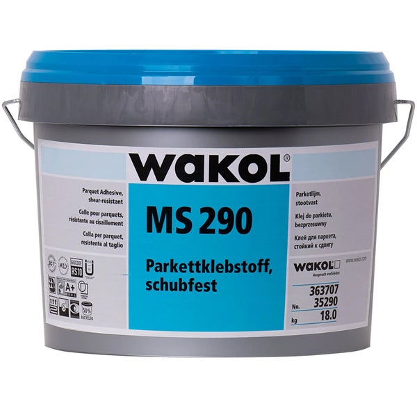WAKOL MS 290 Parkettklebstoff schubfest im 18 Kilogramm Eimer zur Verlegung von Parkettboden