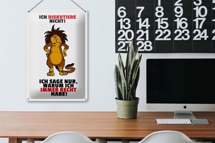 Blechschild Spruch 20x30cm Ich diskutiere nicht habe Recht
