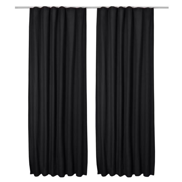 Beautissu Amelie TK Vorhang mit Kräuselband 140x245cm Schwarz (2tlg)