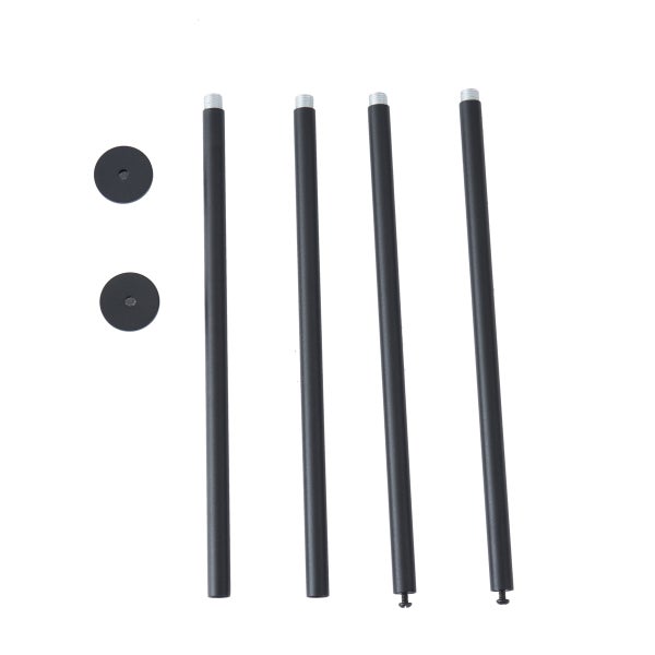 Vier Tischbeine aus Metall mit zwei Befestigungsplatten