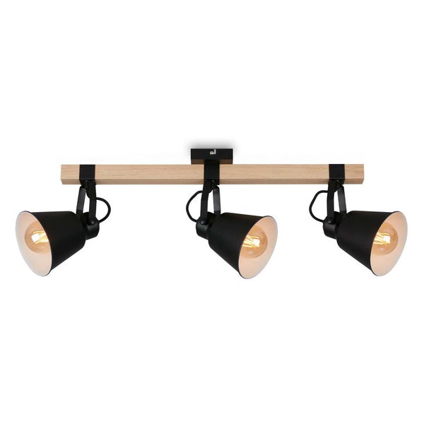 Deckenleuchte Spotleuchte Schwenkbar E27 40W schwarz Metall-Holz Briloner