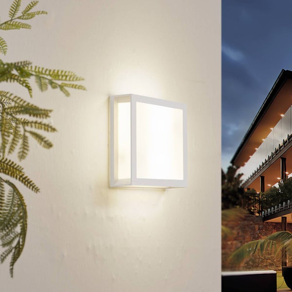 Lindby Wandleuchte außen Sivana (spritzwassergeschützt (Modern) in Weiß aus Aluminium (2 flammig, E27) - Außenwandleuchten Wandlampe Led Außenlampe Outdoor für Außenwand/Hauswand Haus