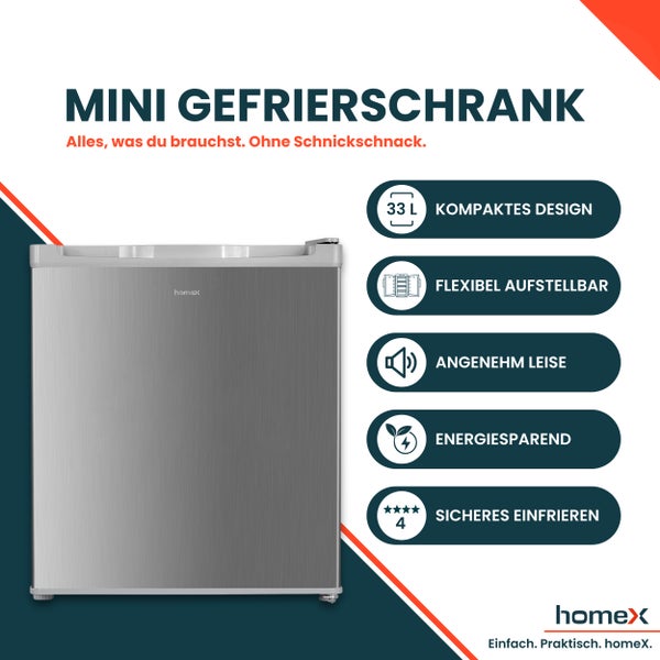 Mini Gefrierschrank von homeX mit 33 Liter Nutzinhalt