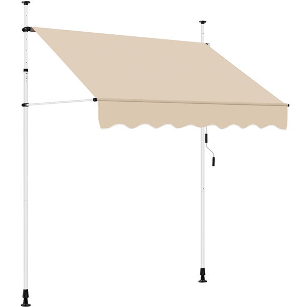 Freistehende Markise mit Kurbel und weißem Gestell