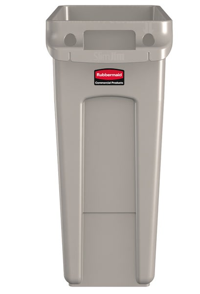 PROREGAL Rubbermaid Slim Jim Mülleimer Mit Belüftungskanälen 60 Liter HxBxT 63,5 x 28 x 56 cm Beige