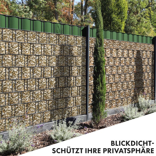 FLOORDIREKT PVC Sichtschutzstreifen 19 cm x 35 m für Gartenzäune Blickdicht Kies-Optik