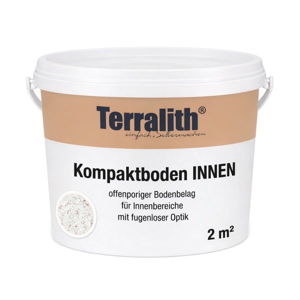 Terralith Kompaktboden Innen, offenporiger Bodenbelag für Innenbereiche mit fugenloser Optik, 2 Quadratmeter