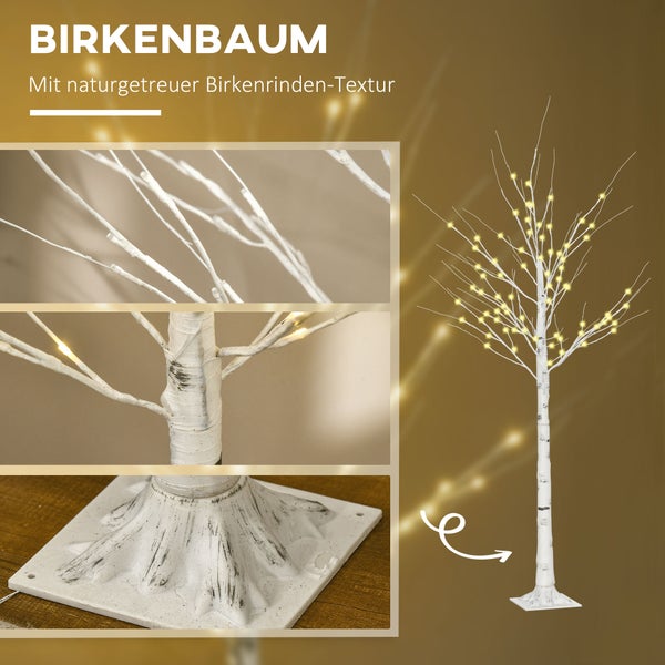 HOMCOM 180 cm Kunstbaum, 22L x 22B x 180H cm, Kunststoff, Weiß