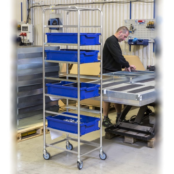 Kongamek Kistenwagen 460x590x1880mm verzinkt mit 11 Böden ohne Bremse
