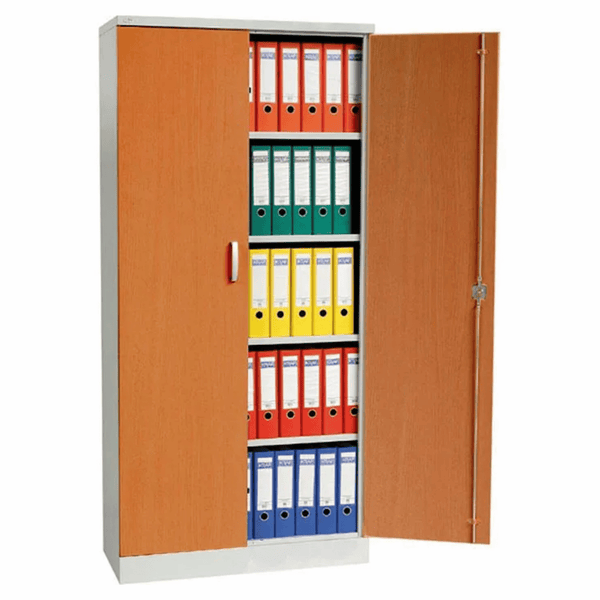 PROREGAL Aktenschrank Beetle 4 Fachböden HxBxT 195 x 92 x 42 cm Weiß & Erle